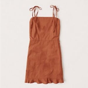 Abercrombie & Fitch Tie-Strap Ruffle Hem Mini Dress